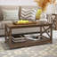 Table basse Modern Farmhouse avec tablette de rangement à 2 niveaux, construction en bois robuste, structure en X, finition noyer foncé