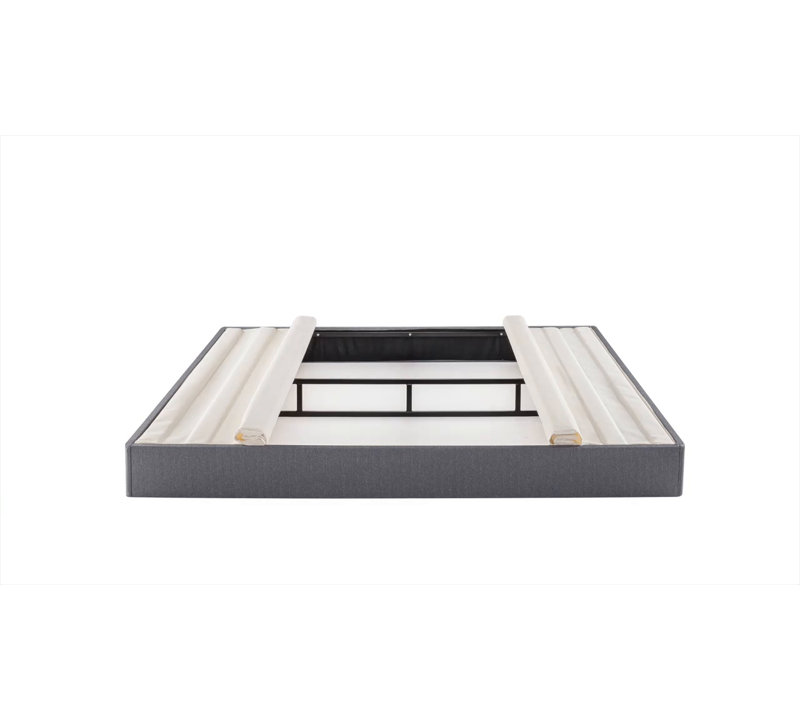 Queen Gray Upholstered Metal and Wood Box Spring