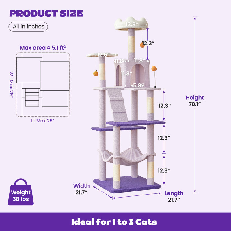 70.1" Large Cat Tree Cat Condo