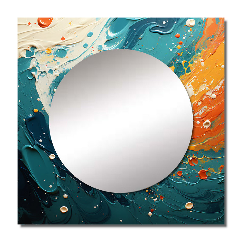 Defanski - Miroir carré abstrait à spirales pour décoration murale, 23 po x 23 po