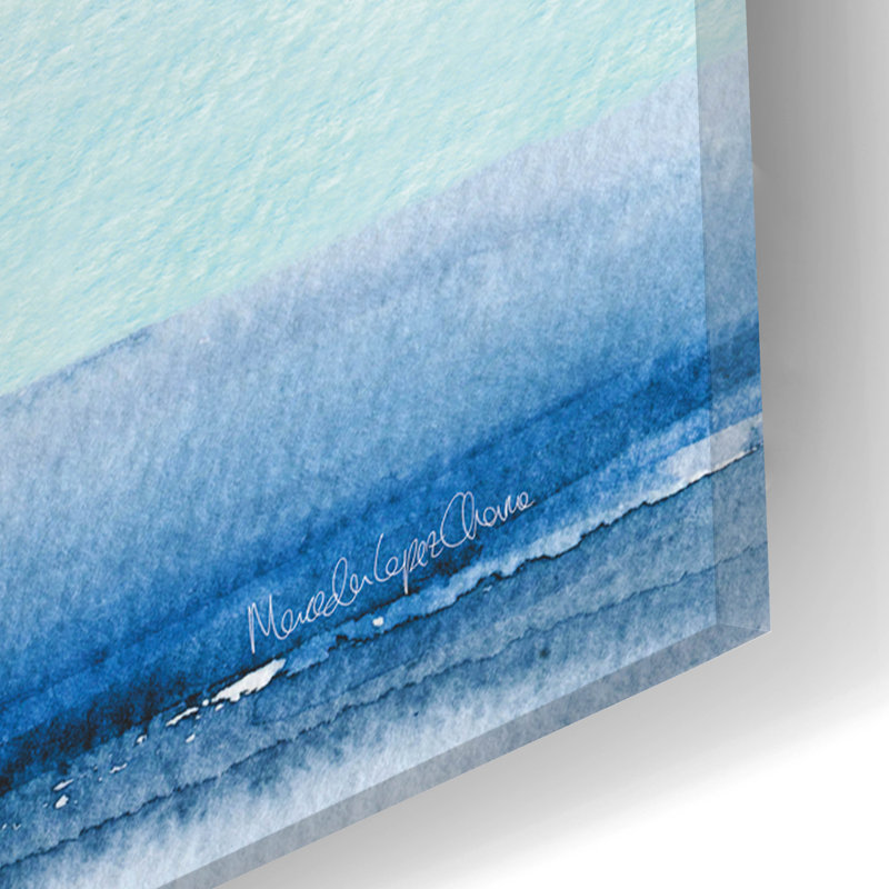 Art mural en verre Rosecliff Heights «Surf And Sun 1 Red» par Mercedes Lopez Charro, H 24 po x l 16 po x P 0,2 cm