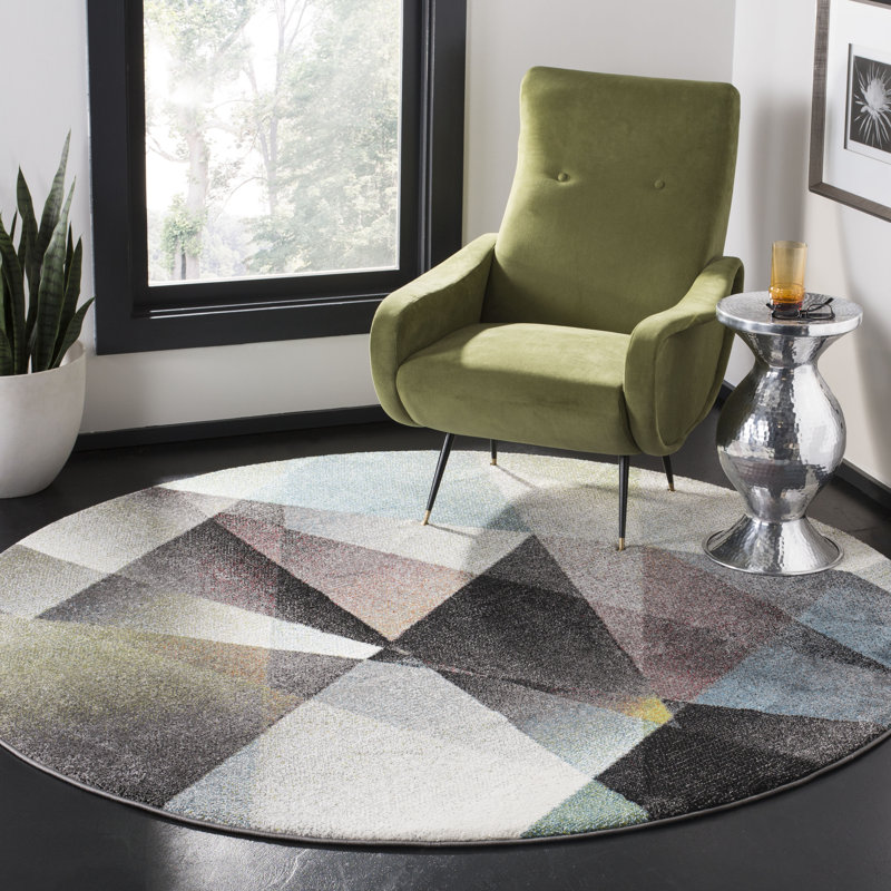 Asumi Wimbled Gray/Brown Area Rug, Round 8'