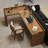 Light walnut L-Shaped Solid Wood desks-107727420-107727418