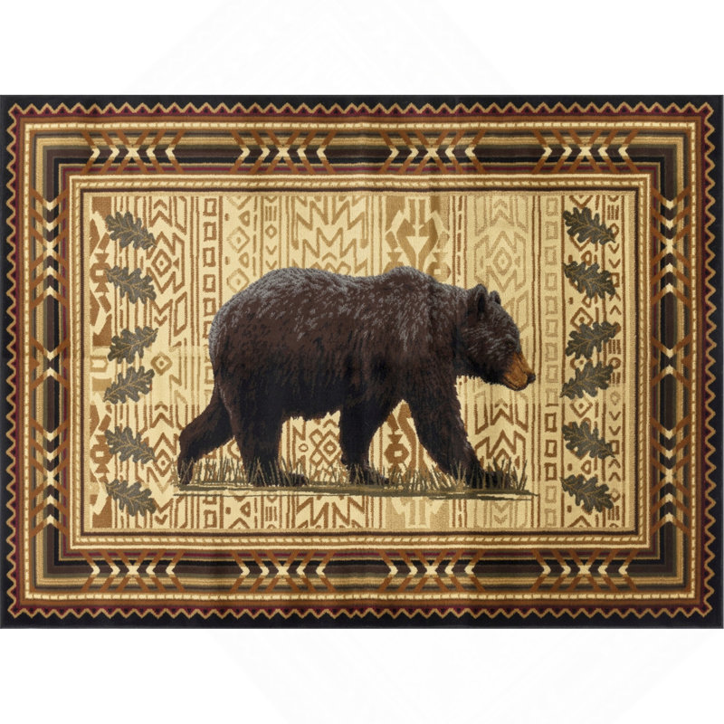 Black 7 Ft. 10 In. X 10 Ft. 3 In. Lodge Area Rug, Rectangle 7'10" x 10'3"