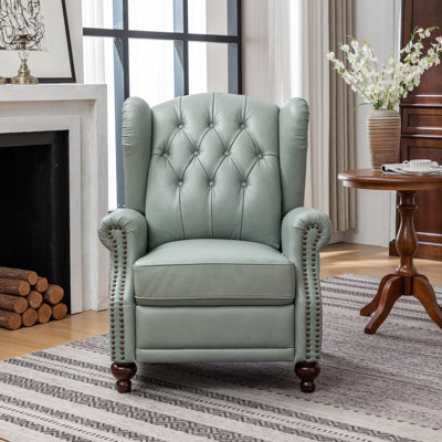 Almantas 31" Wide Genuine Leather Wing Chair Recliner