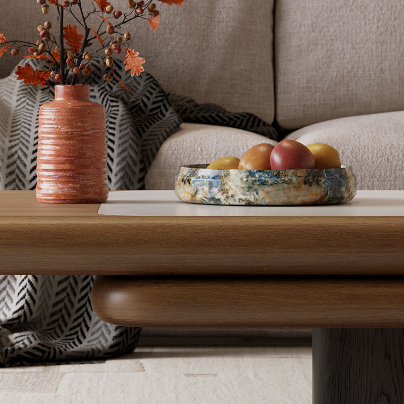 Table basse rotative extensible moderne en bois, table de centre minimaliste contemporaine pour le salon