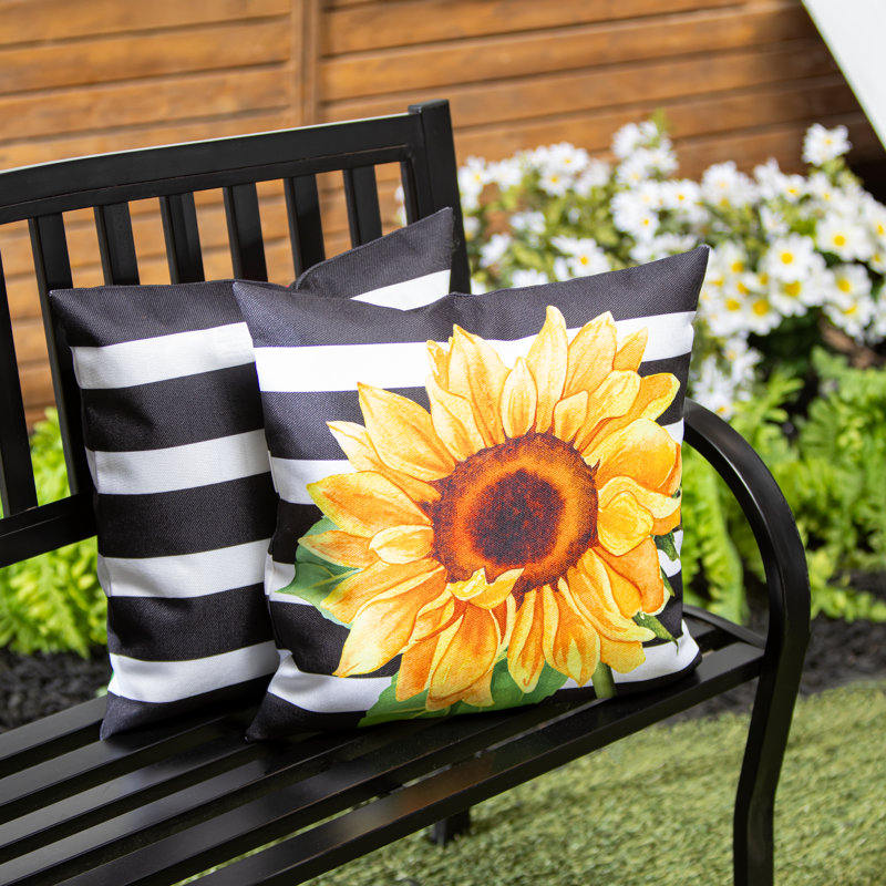 Housse de coussin intérieur / extérieur Stripes Sunflowers