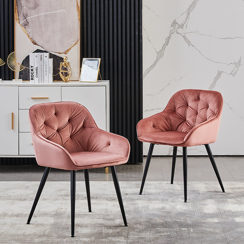 Waymire 49cm H Velvet Upholstered Side Chair, Pink