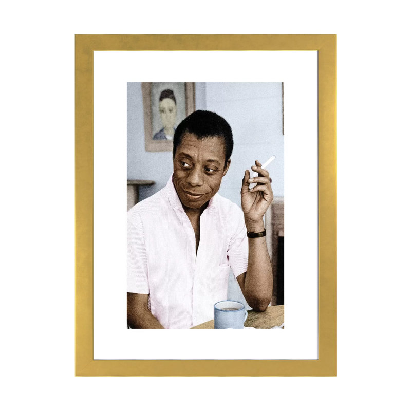 James Baldwin (1924-1987) par Granger-impression, H 24 po x l 16 po x P 1 po, Papier encadré doré, Blanc