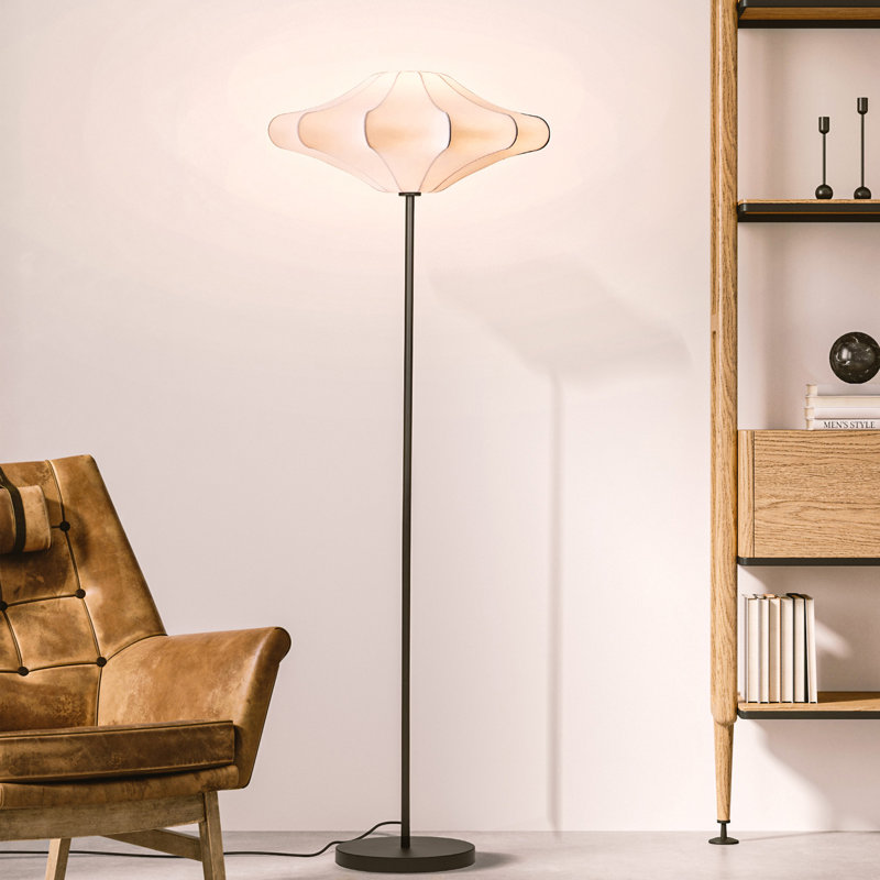 Atlas 65" Modern Black LED Floor Lamp with Unique Resin Shade