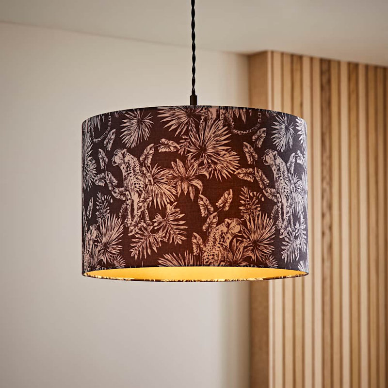 Leila 23.5cm H Linen Blend Drum Lamp Shade ( Slip-On ) in Black