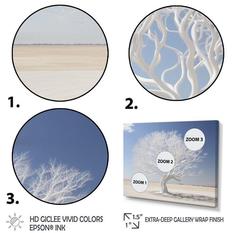 " Gray And White Winter Tree ", Silver Picture Framed, 16" H x 32" W x 1" D