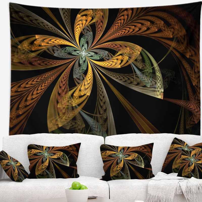 Tapisserie de motif fleur abstraite en couleurs, H 68 po x l 80 po