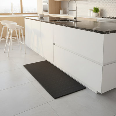 Tapis de cuisine noir, épais et antifatigue, antidérapant et antidérapant de 17,1 po x 47,1 po, pour les cuisines, les bureaux et les éviers.