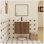 Ensemble de meuble-lavabo flottant 24 po avec lavabo, meuble-lavabo mural en ébène brun, portes à fermeture douce, ensemble de meuble-lavabo moderne peu encombrant