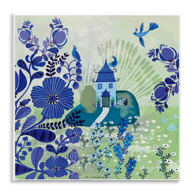 Plaque murale de jardin fantaisiste bleue, design par Kay Widdowson