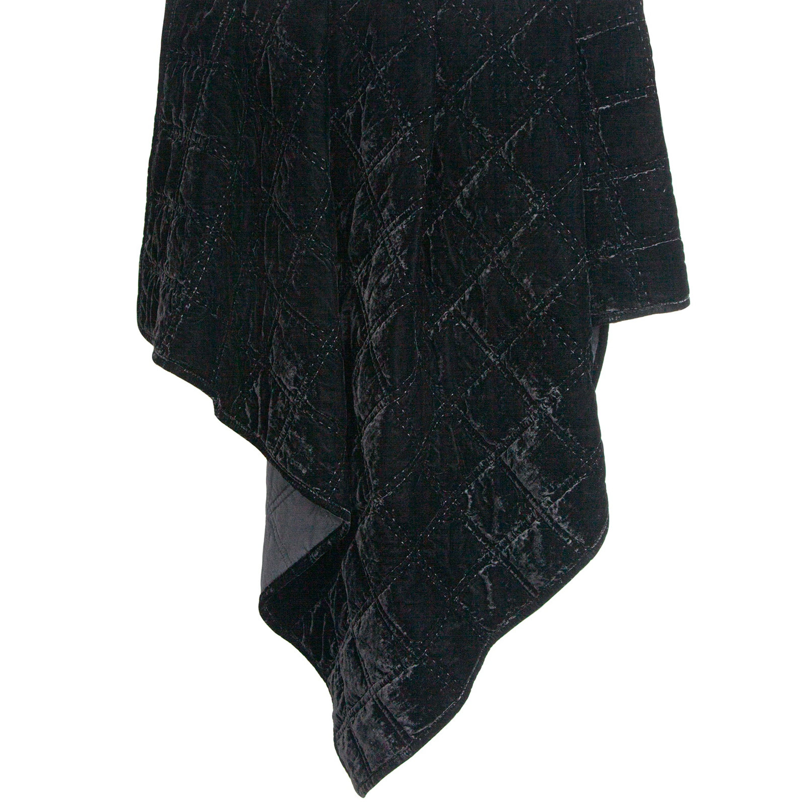Stella Solid Faux Silk Velvet Double Box Stitch Romantic Western 50x60 inch Throw Blanket, Black