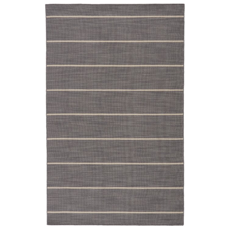 Creekmont Striped Handmade Flatweave Wool Gray Area Rug