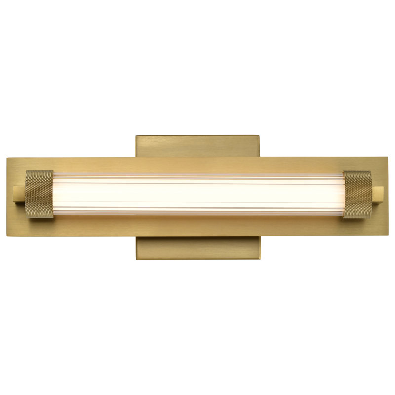 Larissa - Meuble-lavabo à DEL - 3000K CCT - Verre opaque, Laiton rétro, 14 po de largeur
