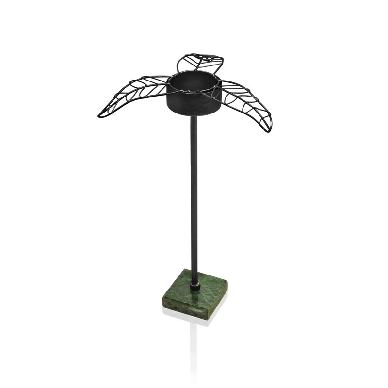 Chandelle en métal, Noir, H 9 po x l 6 po x P 6 po