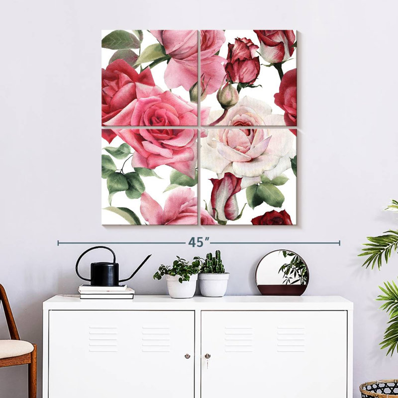 Harnek roses en fleurs, H 32 po x l 32 po
