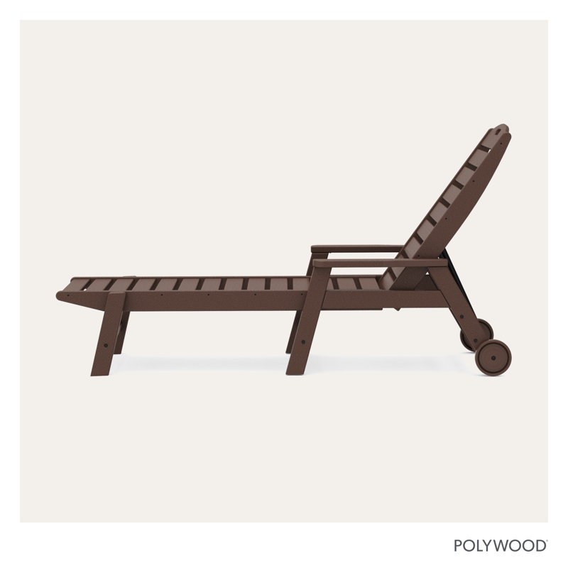 Lakeside POLYWOOD Nautical Chaise with Arms & Wheels, Mahogany