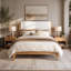 Lit plateforme Mid-Century avec tête de lit tapissier-131274469-131274473
