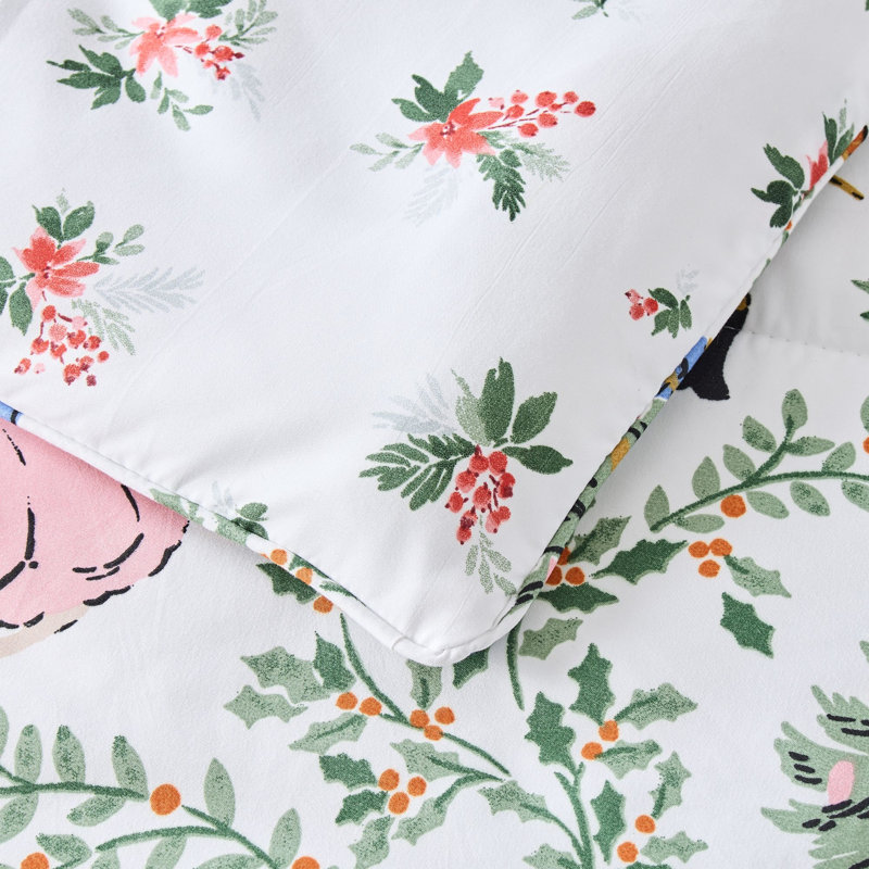 Christmas Down Alternative Comforter and Sham Set, Queen Comforter + 2 Standard Shams, Nutcracker