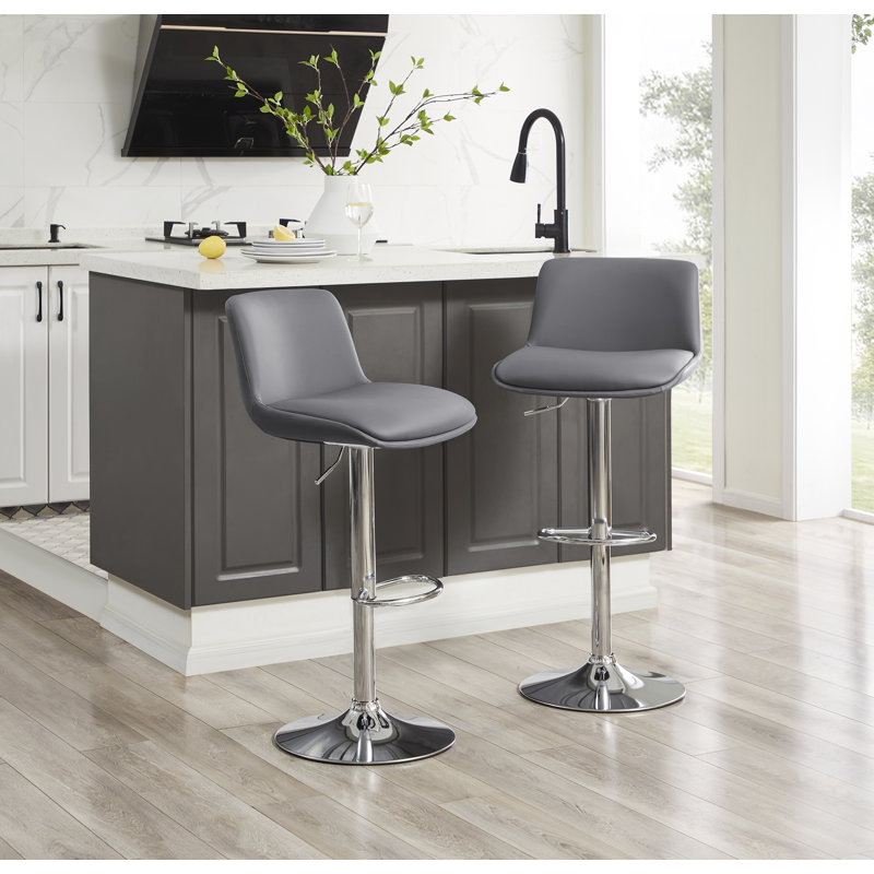 Akinori Swivel Adjustable Height Stool, Dark Gray, 2