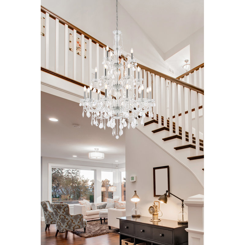 Lesli - Light Candle Style Tiered Chandelier, Chrome, 21