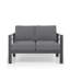 Ensemble de conversation 5 pièces pour patio moderne en aluminium, canapé d'extérieur 7 places avec coussins épais gris foncé et structure grise et table basse-1794631929