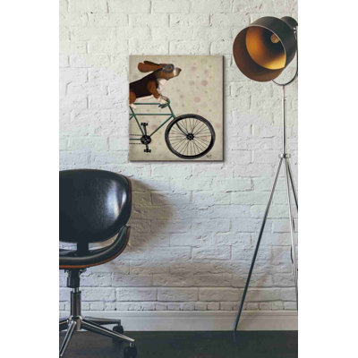 'Basset Hound on Bicycle' by Fab Funky Canvas Wall Art