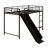 Sturdy Metal Bunk Bed Frame With Built-In Slide, Ladder, Fence And Door-1608630234