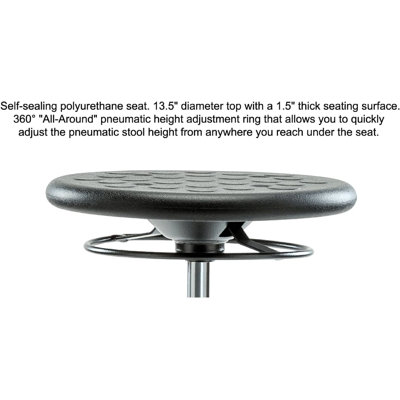 Tabouret industriel en polyuréthane Brott PERCH | Hauteur du bureau: 15,5 à 20,5 po ou hauteur du banc moyen: 18 à 25,5 po