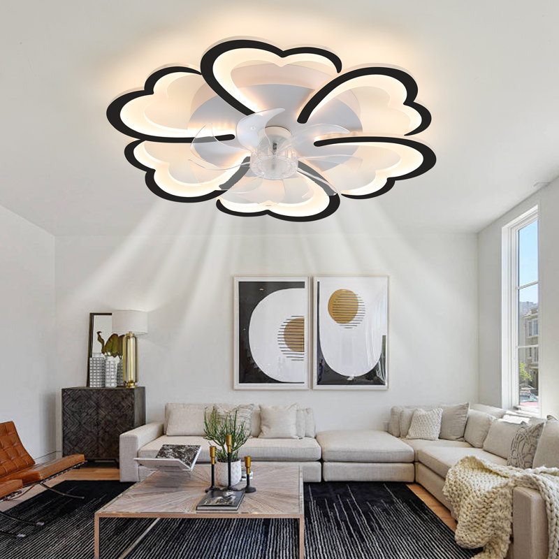 26.7" Black Low Profile Ceiling Fan With Light, 6-Speed DC Motor, 3 Color Temps, Remote & App Control