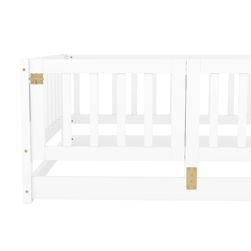 Lit de plancher simple - bois de pin blanc, pin espace, amusant pour