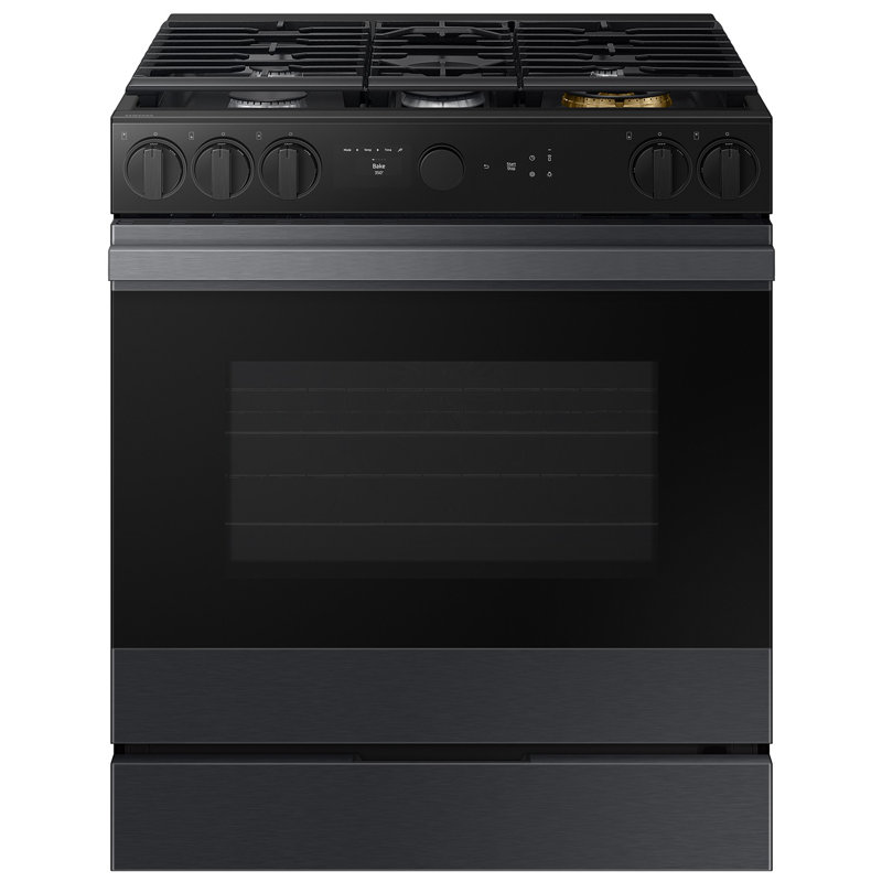 Samsung Bespoke Smart Slide-In Gas Range, Matte Black Steel