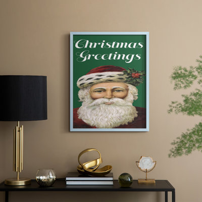 «Retro Santa Claus I», reproduction encadrée - bois massif