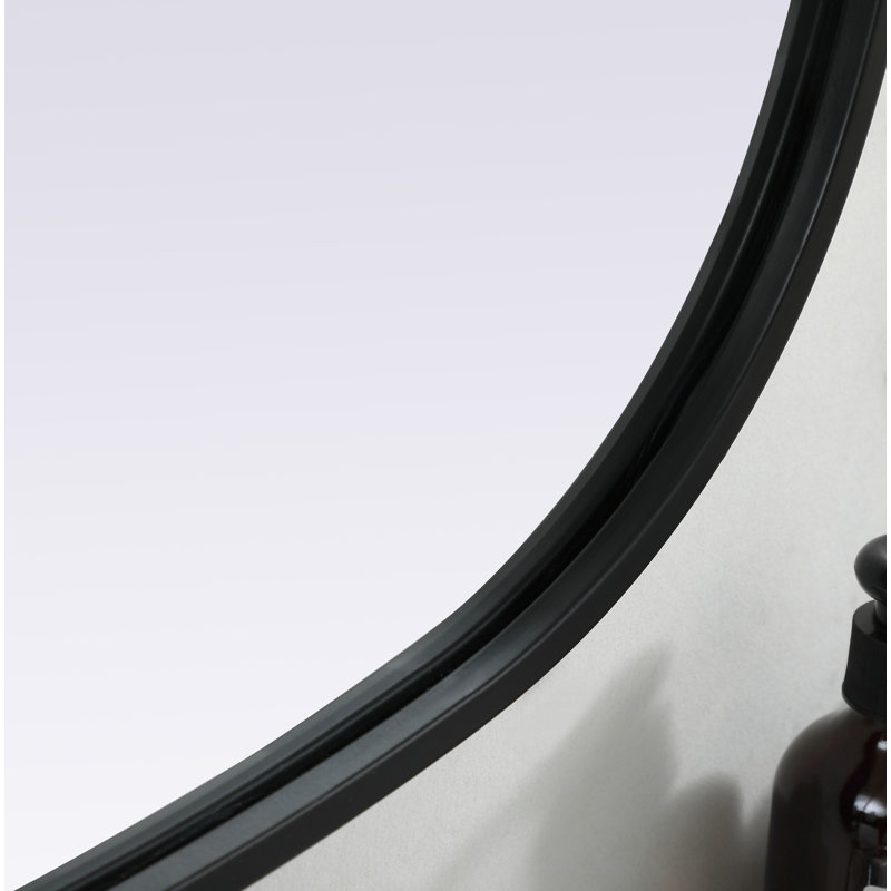 Sabine Metal Curved Oval Wall Mirror, Black, 36" x 24"