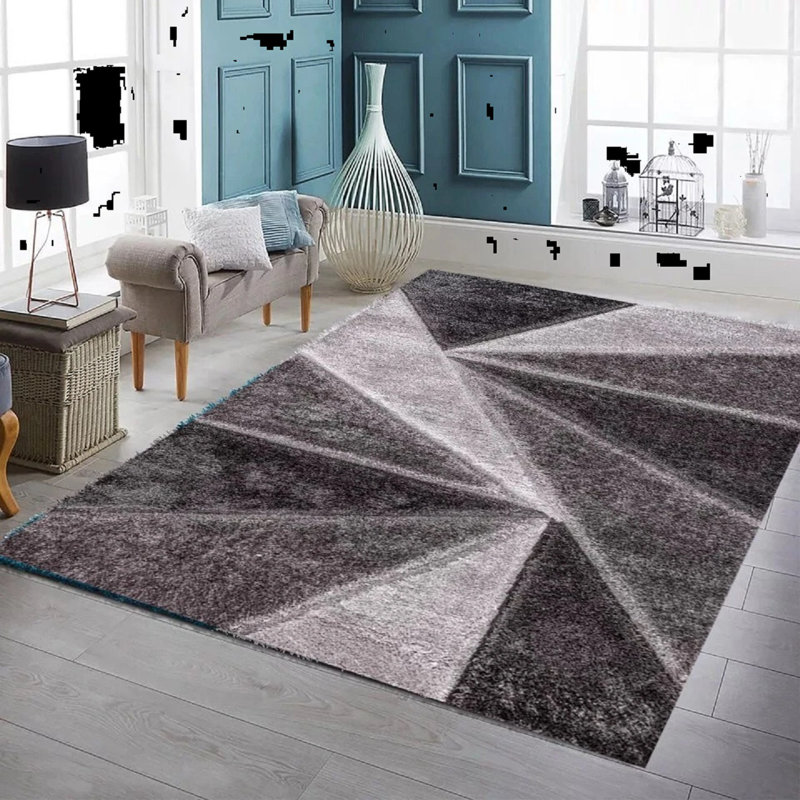 Geometric Shag Area Rug, Rectangle 200 x 290 cm
