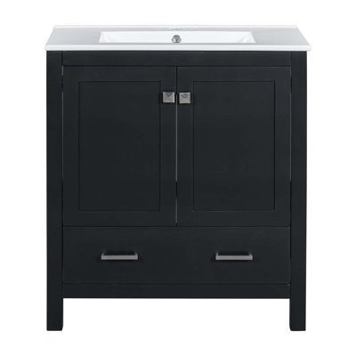 Meuble-lavabo moderne avec lavabo simple, armoire de rangement avec 2 portes et un tiroir