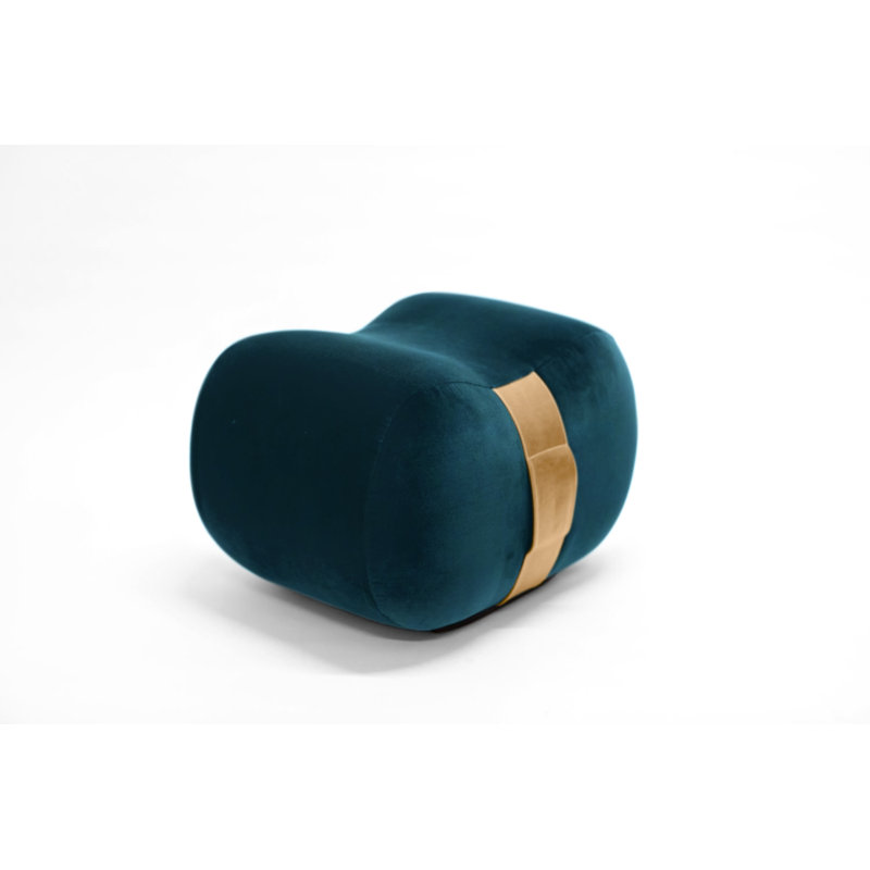 Milo Velvet Ottoman, Ming/Umber Velvet