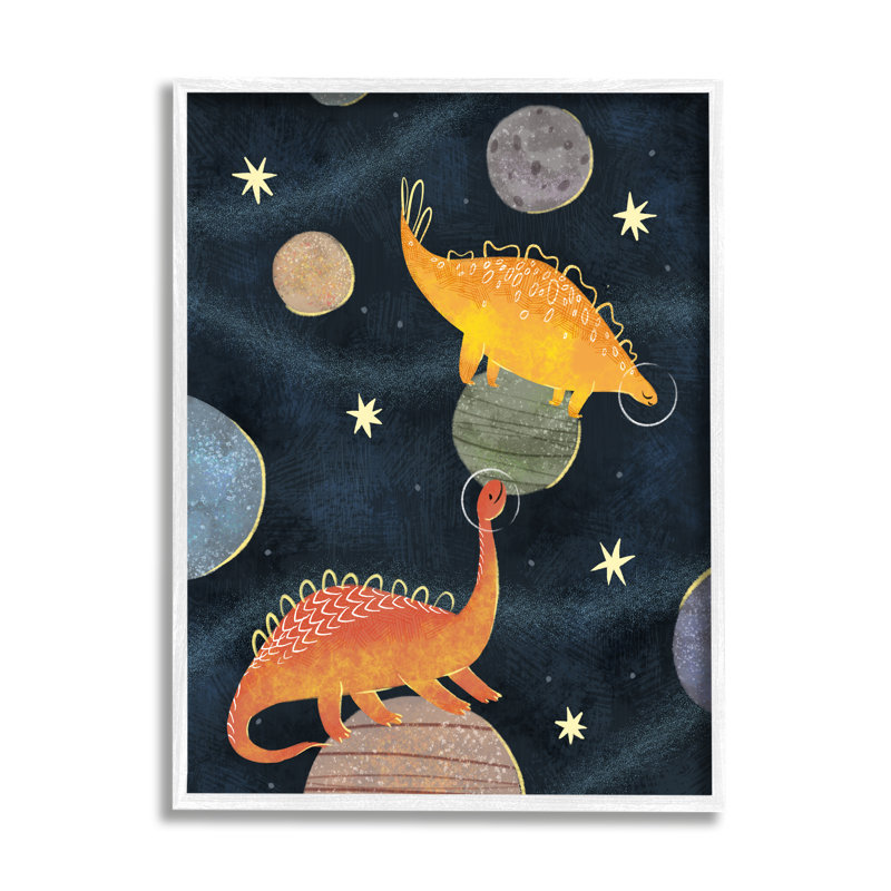 «Dinosaur Astronauts On Space Planets», art mural étoiles jaunes tendues par Ziwei Li, H 20 po x l 16 po x P 1,5 po