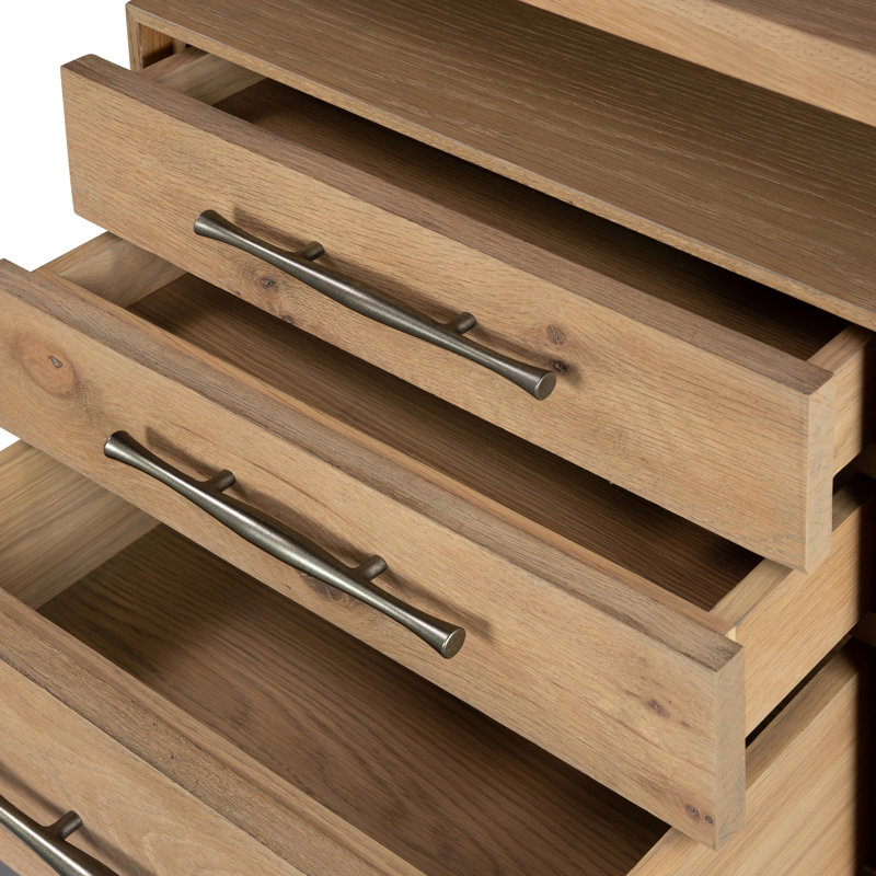 Lauren Modern Brown Solid Oak Writing Desk with Filing Storage