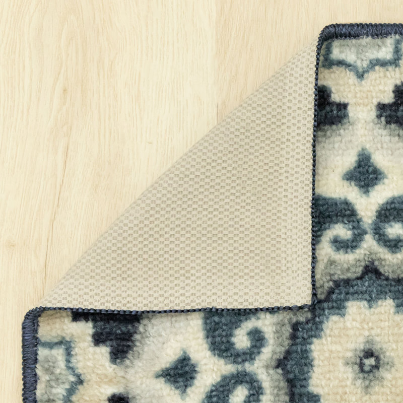 Tapis bleu délavé Camilla, Rectangle 5 pi x 7 pi
