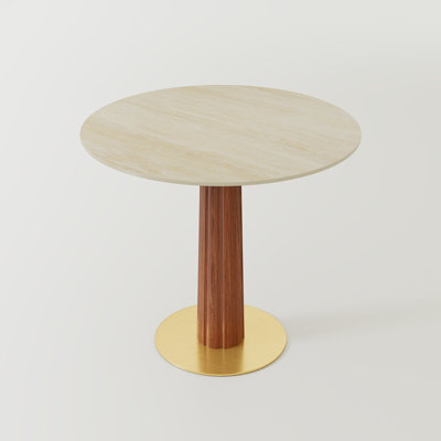 Allman Folkestone Modern Round Sintered Stone Conference Table With Solid Wood Base