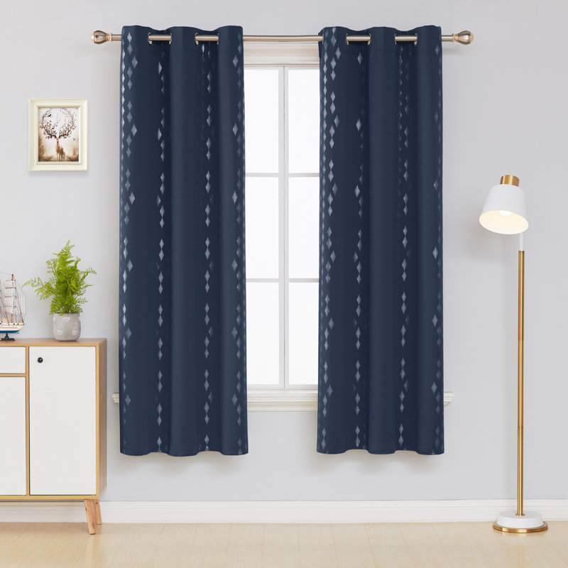 Bedolla Room Darkening Curtain Pair, Navy Blue, 42" W x 71"L