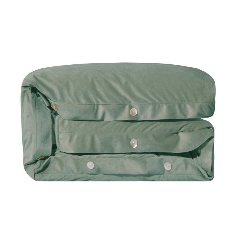 Housse de couette en velours vert Arlington, Housse de couette pour grand lit