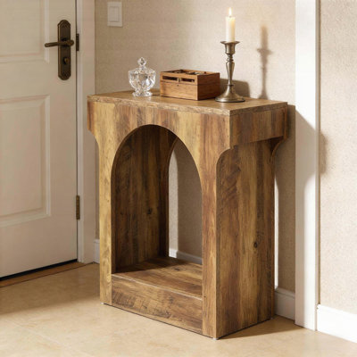 Arched Design End Table – 2-Tier Wood Hall Table