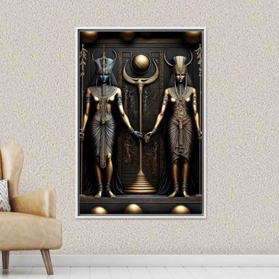 Anubis Canvas Art: Modern Egyptian Decor, Flat Printed Canvas Artwork,1P WhiteFramedCanvas